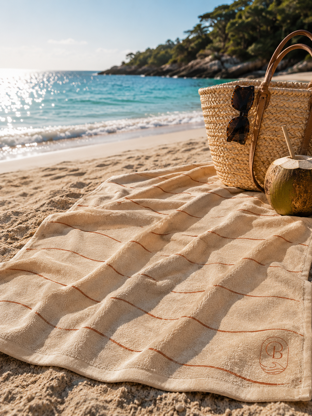 Signature Wave Towel in Sand