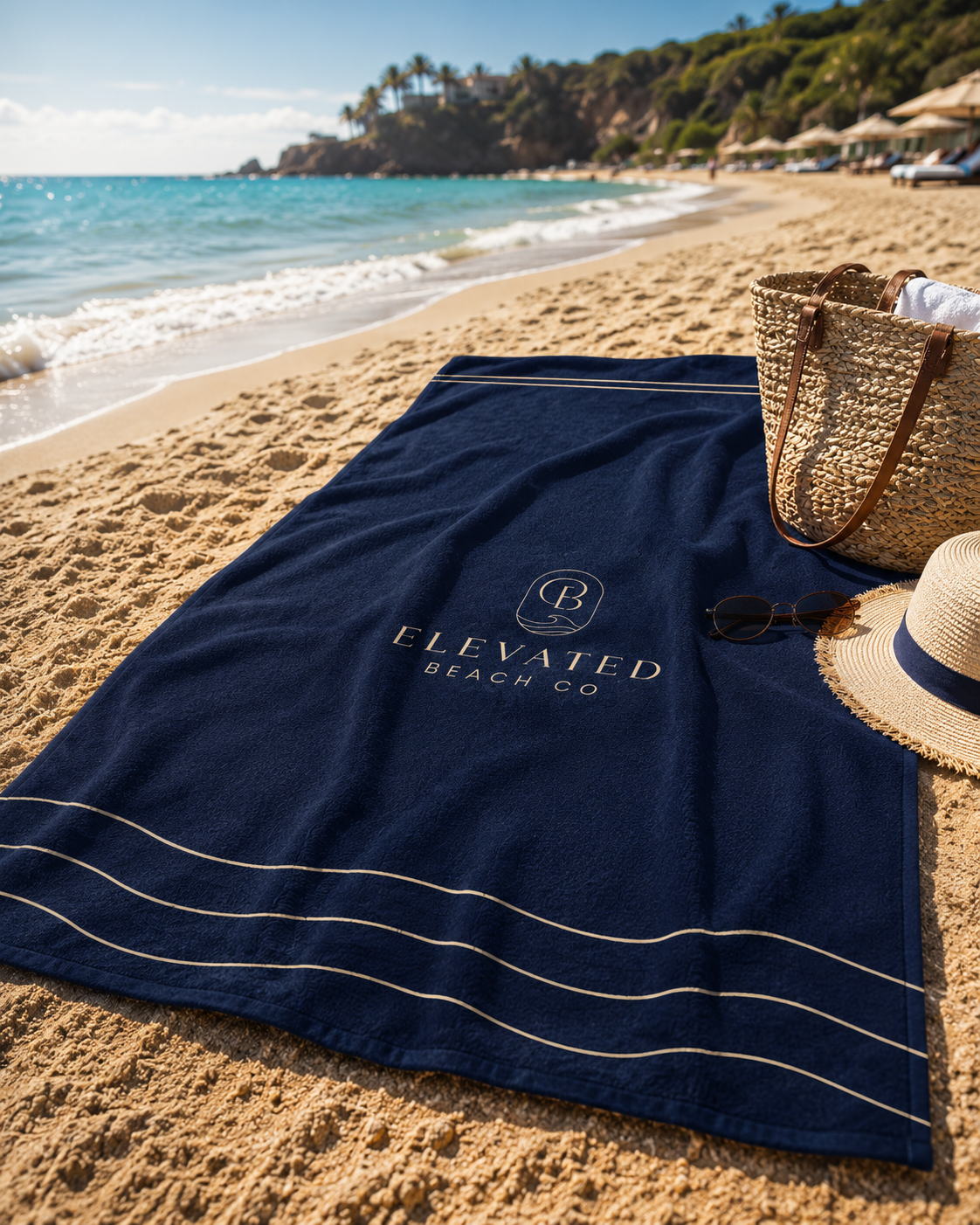 Signature Wave Towel in Navy