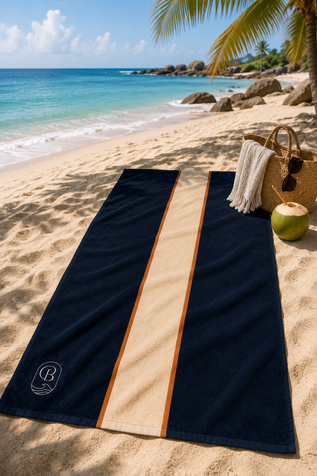 Coastal Stripe Towel in Navy