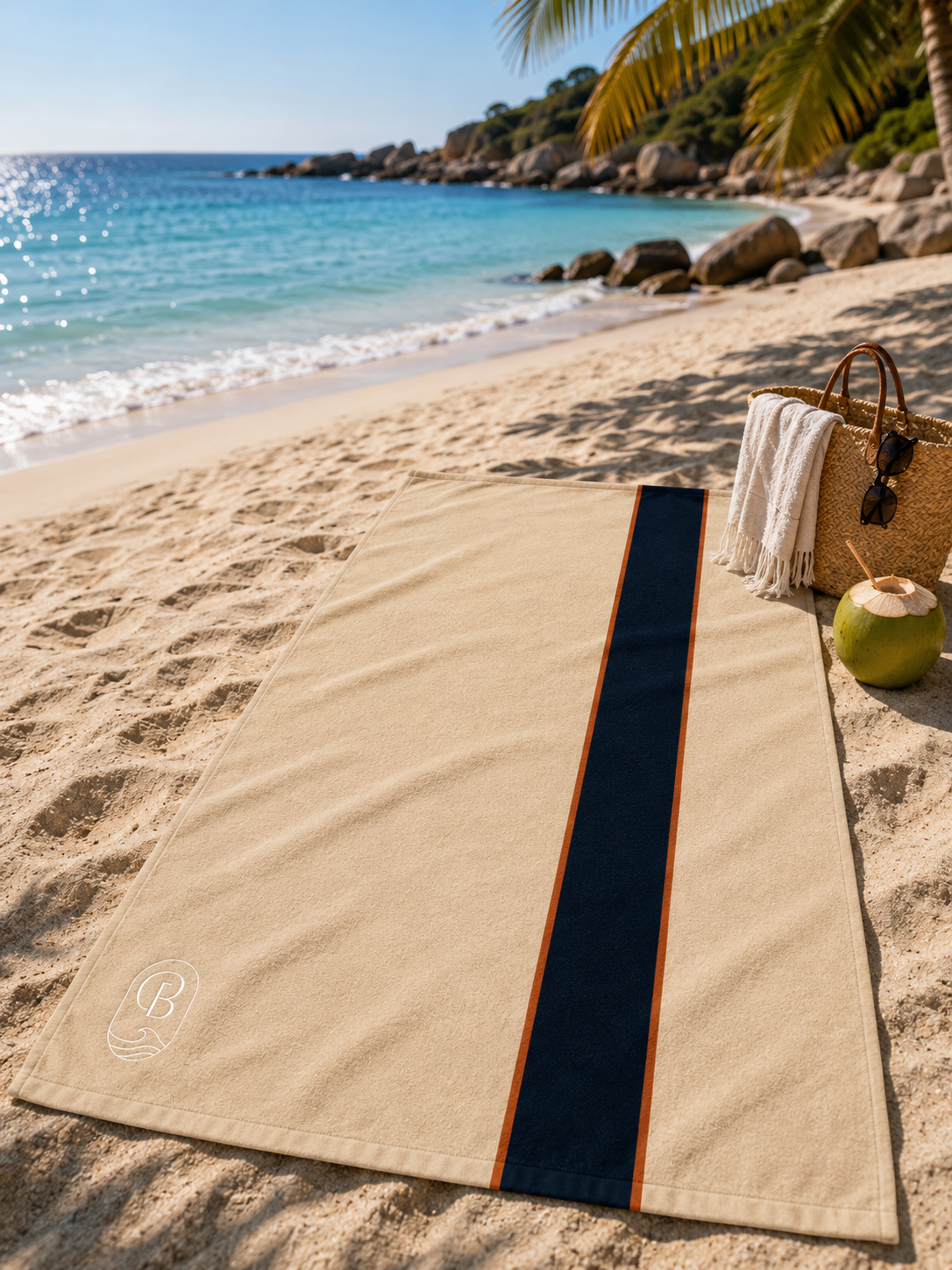 Coastal Stripe Towel in Sand